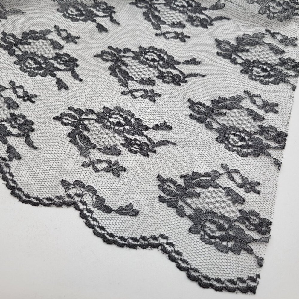 Black Floral Lace Fabric For Sewing and Crafting Halloween 104 x 44